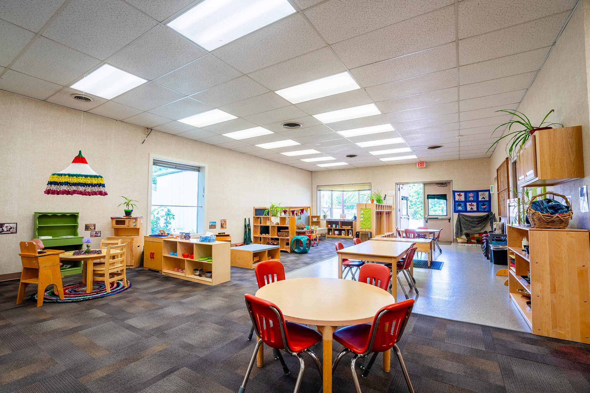 A wide shot of the indoor classroom Early Childhood Education lab